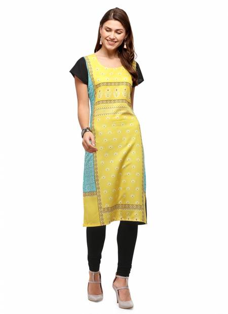 Yellow Colour RYN New Designer Daily Wear Rayon Women Kurti Collection RYN-VT220